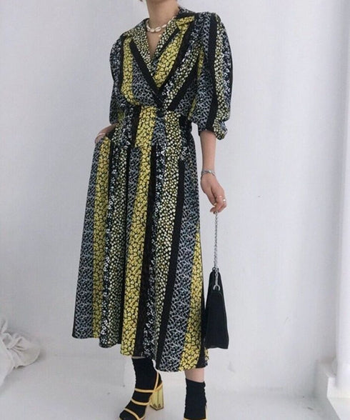 Vintage Stripe Pattern Dress